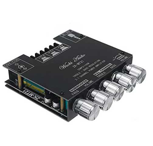 IOT-Audios Wuzhi ZK-MT21 Bluetooth 5.0 Subwoofer Amplifier Board 50WX2+100W 2.1 Channel Power Audio Stereo Amplifier Tone Board Bass AMP AUX