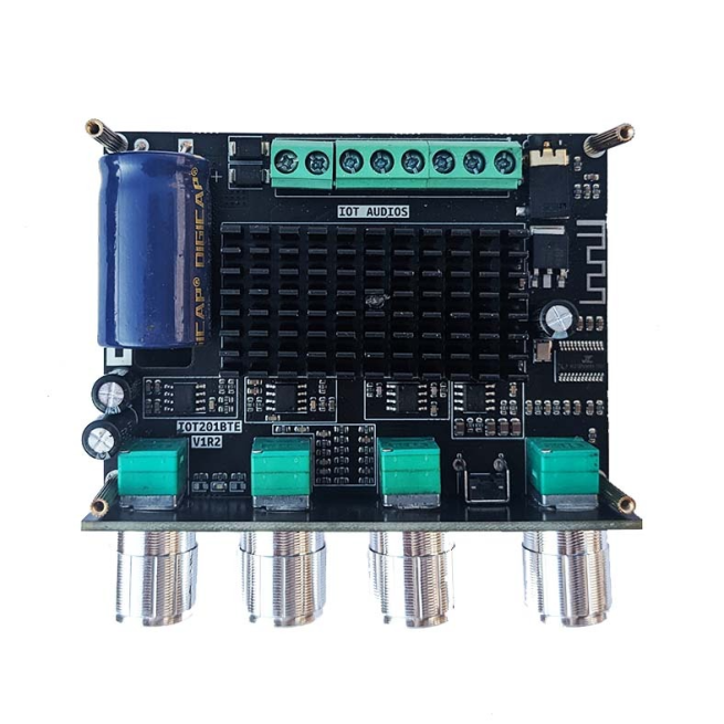 IOT-Audios 2.1 Bluetooth 5.0 digital amplifier board 50x2 + 100W Class D Audio AMP Module Support AUX INK-201