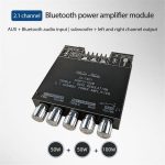 IOT-Audios 50W+50W+100W 2.1 Channel Subwoofer Amplifier Board with Treble and Bass Control, Dual TPA3116 Chip, DC 12-24V, Bluetooth and AUX Inputs, DIY Wireless Speakers AMP Board
