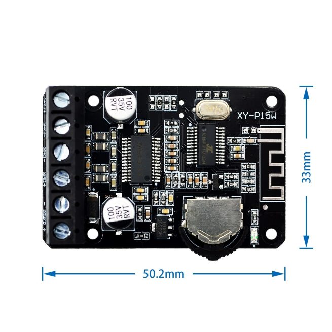 IOT-Audios 15W Stereo Bluetooth 5.0 Power Amplifier Board 12V/24V High Power Digital Amplifier Module XY-P15W
